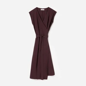 Everlane Japanese GoWeave Plum Burgundy Sleeveless Wrap Mini Dress 0
